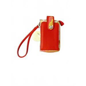 Spartina 449 NEW Red Coral and Orange Faux Leather Wristlet Wallet